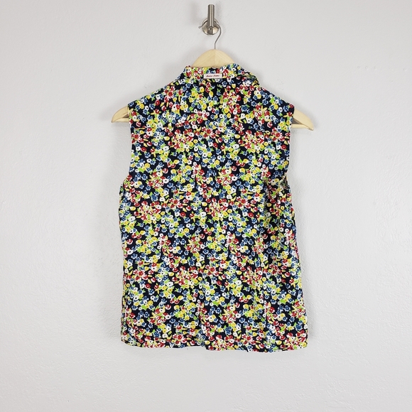 Vintage 90s Guess USA Floral Button Sleeveless Top - Picture 7 of 17